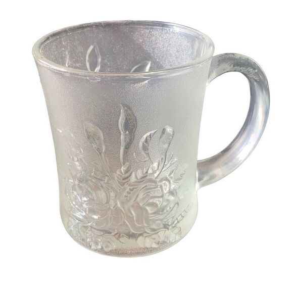 Vintage Pasari Livia Frosted Glass Rose Mug Cup Coffee Tea Classic Style - Picture 11 of 12